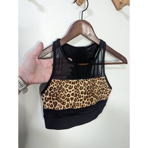 Zyia Active All Star Sports Bra Black Leopard Print - Size Medium